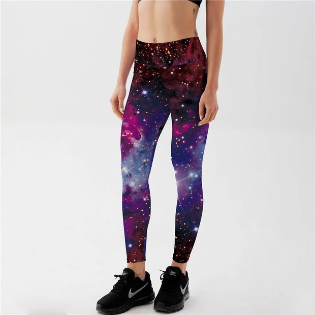 Qickitout Leggings Women's Star Universe Shines Galaxy Purple 3D Print PANTS Women High Waist Pants Trousers Fitness Top Sales - Sunny Side Store Sunny Side Store  8.99