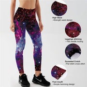 Qickitout Leggings Women's Star Universe Shines Galaxy Purple 3D Print PANTS Women High Waist Pants Trousers Fitness Top Sales - Sunny Side Store Sunny Side Store  8.99