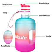 QuiFit 3.78L 2.2L 128oz Gallon Water Bottle with Straw Motivational & Time Marker GYM Drinking Jug BPA Free Sports Outdoor - Sunny Side Store Sunny Side Store  12.61