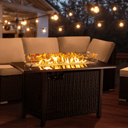 Rattan Propane Outdoor Fire Pit Table with Lid - Sunny Side Store