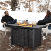 Rattan Propane Outdoor Fire Pit Table with Lid - Sunny Side Store