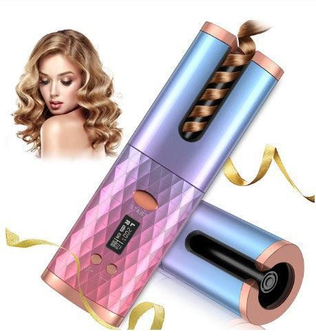 Rechargeable Automatic Hair Curler Women Portable Hair Curling Iron LCD Display Ceramic Curly Rotating Curling Wave Styer - Sunny Side Store