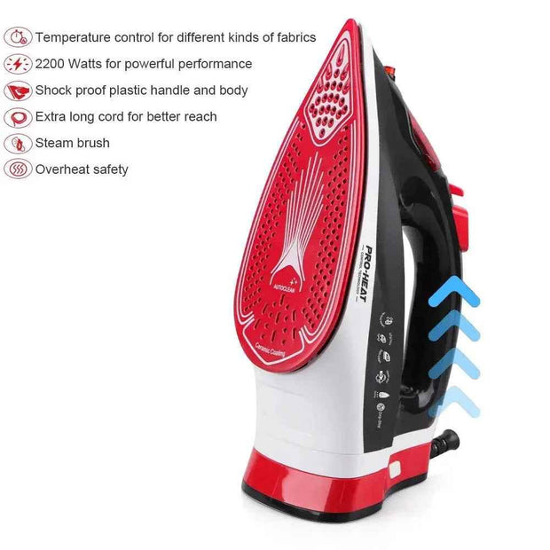 Rechargeable Cordless Steam Iron Electric Clothes Fabric Explosive Generator Garment Steamer Fast-Heat Wireless Travel Flatiron - Sunny Side Store My Store Red 43.08