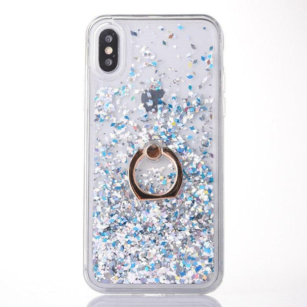 Shine Twinkle Liquid Quicksand Phone Case For iPhone11 Xs Max XR 6s 7/8plus Kickstand Ring Dynamic Cover Skin Shell Protection eprolo