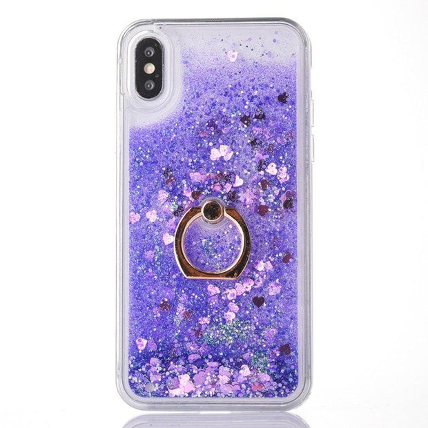 Shine Twinkle Liquid Quicksand Phone Case For iPhone11 Xs Max XR 6s 7/8plus Kickstand Ring Dynamic Cover Skin Shell Protection eprolo