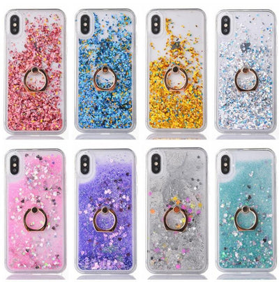 Shine Twinkle Liquid Quicksand Phone Case For iPhone11 Xs Max XR 6s 7/8plus Kickstand Ring Dynamic Cover Skin Shell Protection eprolo