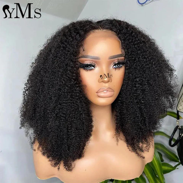 Short Bob Wig Burgundy Colored 99j Brazilian Human Hair 4C Kinky Curly Bob Wigs YMS 13x4 Lace Front Wig For Woman 200% Density - Sunny Side Store