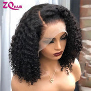 Short Bob Wig Kinky Curly Wet And Wavy Lace Front Wig Human Hair Pre Plucked Jerry Curly Transparent 13x4 Lace Frontal Wig - Sunny Side Store