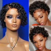 Short Human Hair Wig Bouncy Curly Hair Bob Wigs Natural Brazilian Hair More Cheap Full Machine Glueless Afro Curly Wig Remy - Sunny Side Store