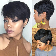 Short Pixie Cut Wigs For Women Human Hair Wigs Short Layered Cut Wigs With Bangs Bob Straight Brazilian Remy Cheaper Natural Wig - Sunny Side Store