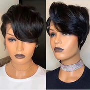 Short Pixie Cut Wigs For Women Human Hair Wigs Short Layered Cut Wigs With Bangs Bob Straight Brazilian Remy Cheaper Natural Wig - Sunny Side Store