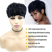 Short Pixie Cut Wigs For Women Human Hair Wigs Short Layered Cut Wigs With Bangs Bob Straight Brazilian Remy Cheaper Natural Wig - Sunny Side Store