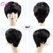 Short Pixie Cut Wigs For Women Human Hair Wigs Short Layered Cut Wigs With Bangs Bob Straight Brazilian Remy Cheaper Natural Wig - Sunny Side Store