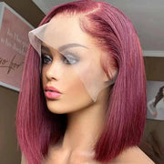 Short Wigs Human hair 13x4 Hd Lace Frontal Human Hair Wig Straight Lace Front Bob Wig Brown 99J Burgundy Colored Short Bob Wigs - Sunny Side Store