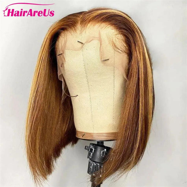 Short Wigs Human hair 13x4 Hd Lace Frontal Human Hair Wig Straight Lace Front Bob Wig Brown 99J Burgundy Colored Short Bob Wigs - Sunny Side Store