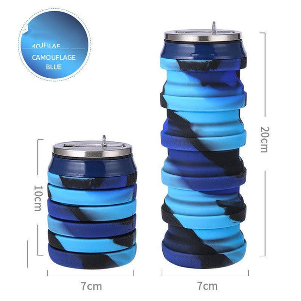 Silicone Folding Cups Coke Cans Retractable Sports Water Bottle - Sunny Side Store