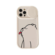 Sliding Window Phone Case Material Suitable for iPhone 15promax Protective Case Apple 14 Cartoon Painted Tongue Bears eprolo