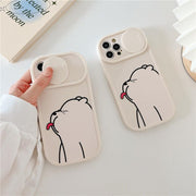 Sliding Window Phone Case Material Suitable for iPhone 15promax Protective Case Apple 14 Cartoon Painted Tongue Bears eprolo