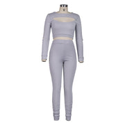 Slim Autumn And Winter New Style European And American Women's Long Sleeved Top And Leggings Two Piece Suit eprolo