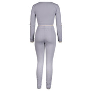 Slim Autumn And Winter New Style European And American Women's Long Sleeved Top And Leggings Two Piece Suit eprolo