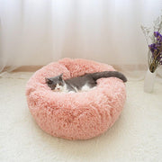 Soft Long Plush Cat Bed House Round Pet Cat Cave - Sunny Side Store