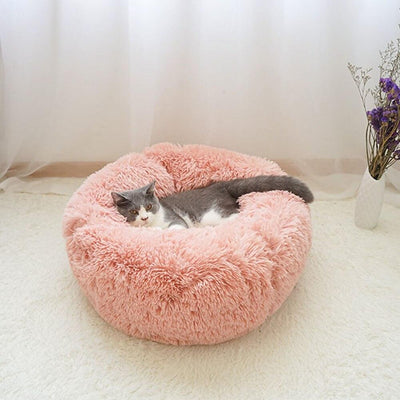 Soft Long Plush Cat Bed House Round Pet Cat Cave - Sunny Side Store