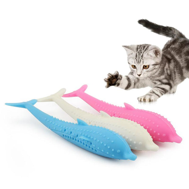 Soft Silicone Mint Fish Cat Toy Catnip Pet Toy Clean Teeth Toothbrush Chew Cats Toys - Sunny Side Store