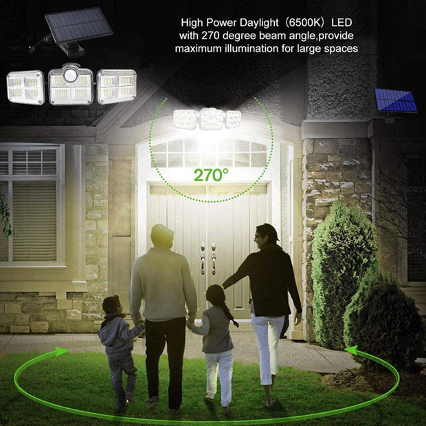 Solar Sensor Light 122 LED 3Head Outdoor Spotlight with 3 Modes - Sunny Side Store