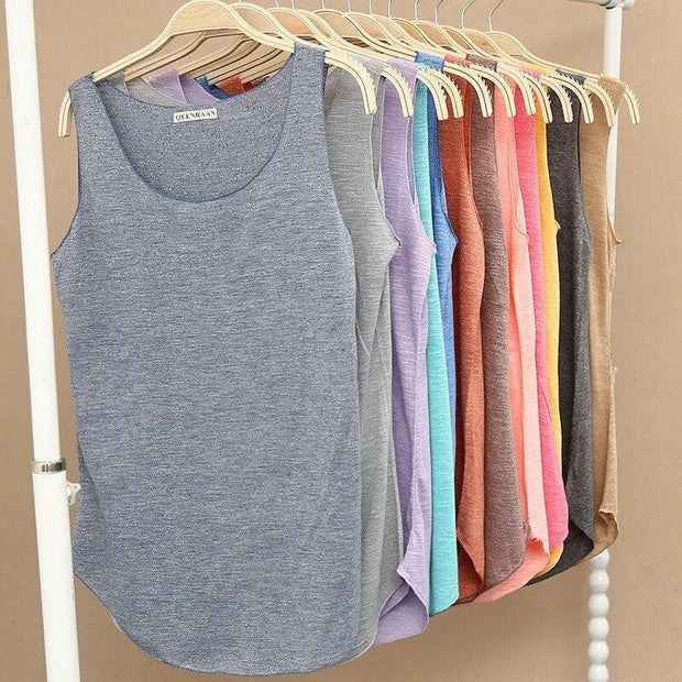 Spring Summer New Fitness Tank Tops Women Sleeveless Round Neck Loose T Shirt Ladies Vest Singlets Slim T-shirts Woman Clothes - Sunny Side Store Sunny Side Store  4.98