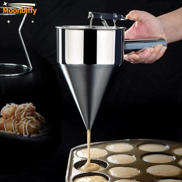 Stainless Steel Funnel Dispenser with Rack Cupcake Pancake Batter Maker Octopus Fish Ball Home Kitchen Baking Tools Baking - Sunny Side Store Sunny Side Store  12.66