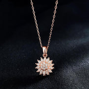 Stainless Steel Rotating Sunflower Pendant Necklace for Women Jewelry Luxury Fashion Zirconia Choker Necklaces Sunny Side Store