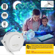 Starry Sky Projector Star Night Light Ocean Waving Lights Projection 360 Degree Rotation 6 Colors Night Lighting Lamp for Kids - Sunny Side Store