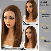 Straight Short Bob Wig Brazilian Brown Straight Lace Front Wigs For Women Human Hair Preplucked Straight Bob HD Lace Frontal Wig - Sunny Side Store