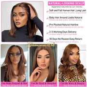 Straight Short Bob Wig Brazilian Brown Straight Lace Front Wigs For Women Human Hair Preplucked Straight Bob HD Lace Frontal Wig - Sunny Side Store