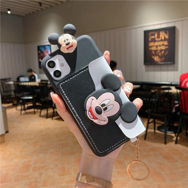 Suitable for Apple 14 Messenger mobile phone case iphone13 Mickey and Minnie card coin purse cartoon eprolo