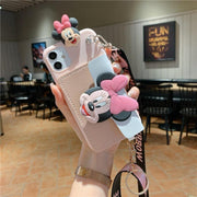 Suitable for Apple 14 Messenger mobile phone case iphone13 Mickey and Minnie card coin purse cartoon eprolo