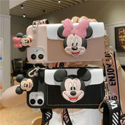 Suitable for Apple 14 Messenger mobile phone case iphone13 Mickey and Minnie card coin purse cartoon eprolo