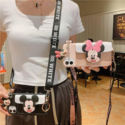 Suitable for Apple 14 Messenger mobile phone case iphone13 Mickey and Minnie card coin purse cartoon eprolo