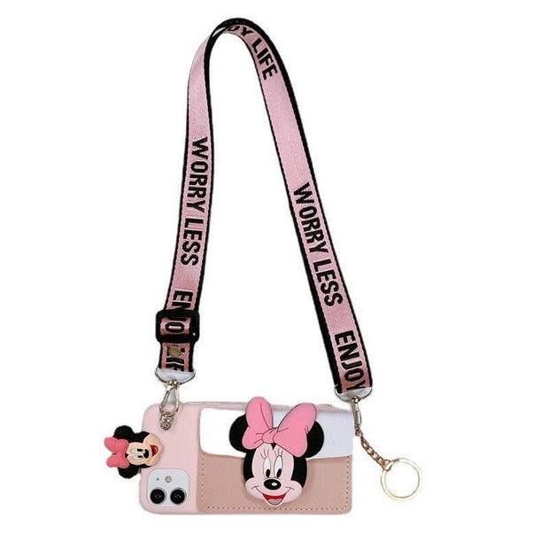 Suitable for Apple 14 Messenger mobile phone case iphone13 Mickey and Minnie card coin purse cartoon eprolo