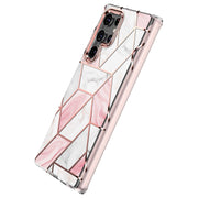 Suitable for Samsung S23 series TPU and PC two in one anti drop phone case S22 Ultra electroplated pink marble eprolo