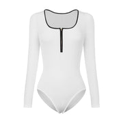 Tight Long Sleeve Jumpsuit Fashion Square Neck Zipper Thread Innner Corset Body Shaper Clothing For Dress Slim Sports Yoga Fitness Romper - Sunny Side Store