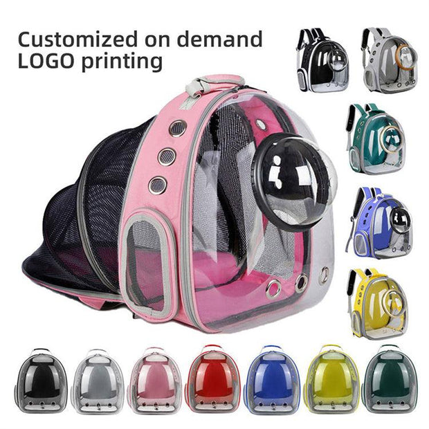 Transparent shell pet bag new fashion trend large capacity space cover cat bag panoramic dog backpack eprolo