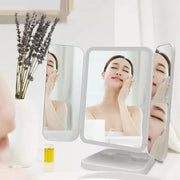 Trifold Makeup Mirror LED Lights Dorm Dressing Mirror Beauty Light up your fill light with Smart Complementary Makeup Mirror Tri - Sunny Side Store