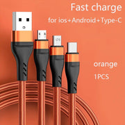 TULONG 6A Super Fast Charge 3n1 USB Charging Cable Nylon Braided Data Cable One Drag Three Apple TYPE-C Huawei Android Universal - Sunny Side Store Sunny Side Store  5.00