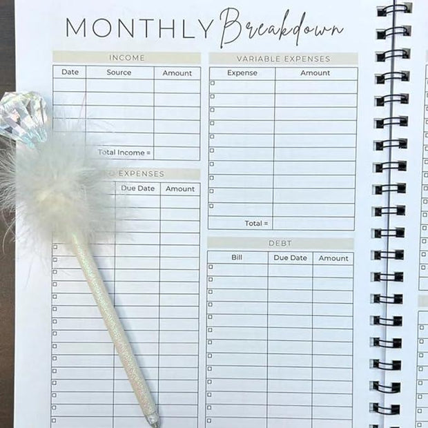 Undated 12 Month Budget Planner, Budget Planner, Budget Book With Bill Organizer And Expense Tracker, Monthly Finance Organizer, Monthly Budget Book, Take Control Of Your Money - Sunny Side Store