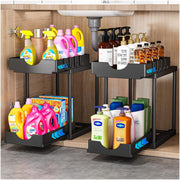 Under Sliding Cabinet Basket Organizer 2 Tier Storage Under Cabinet Bathroom Under Sink Organizers eprolo