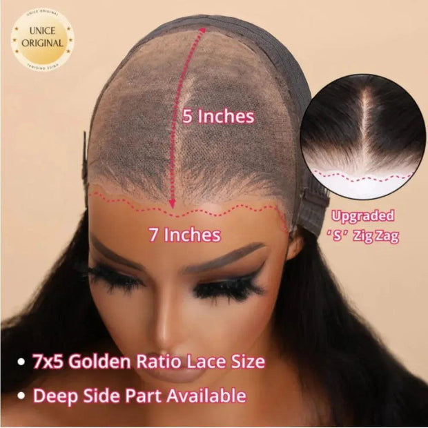 UNice Invisible Knots 7x5 Lace Wig Pre Cut Pre Bleached Pre Plucked Yaki Straight Wig Human Hair 99J Burgundy Lace Front Wigs - Sunny Side Store