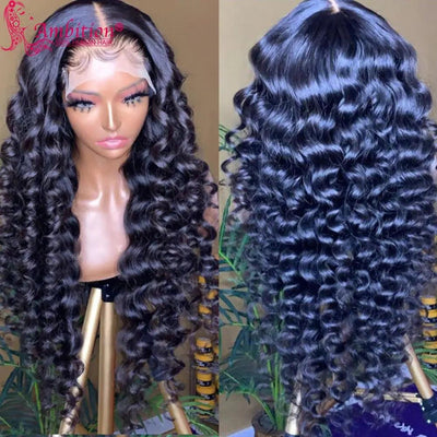 Unprocessed Human Hair Lace Front Wigs Preplucked Black Loose Deep Wave 13x6 Lace Frontal Wigs Bleached Knots for Black Women - Sunny Side Store