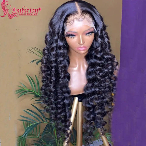 Unprocessed Human Hair Lace Front Wigs Preplucked Black Loose Deep Wave 13x6 Lace Frontal Wigs Bleached Knots for Black Women - Sunny Side Store