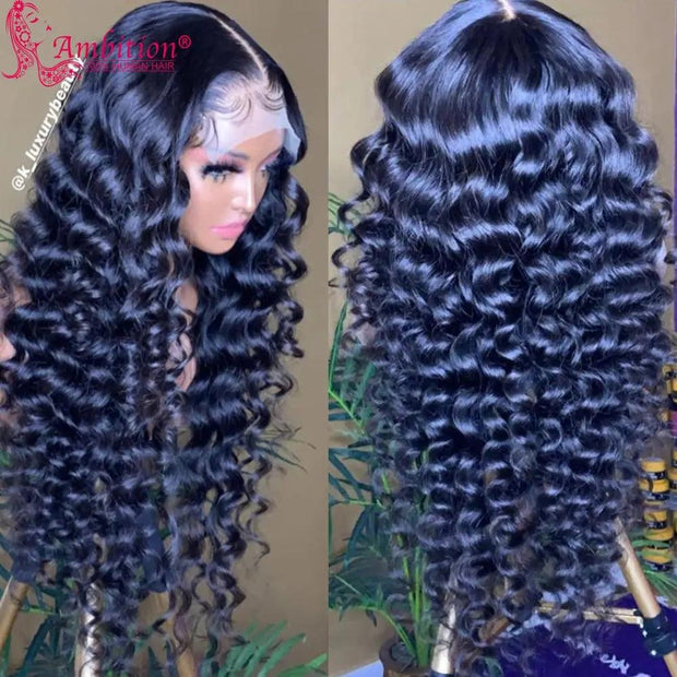 Unprocessed Human Hair Lace Front Wigs Preplucked Black Loose Deep Wave 13x6 Lace Frontal Wigs Bleached Knots for Black Women - Sunny Side Store